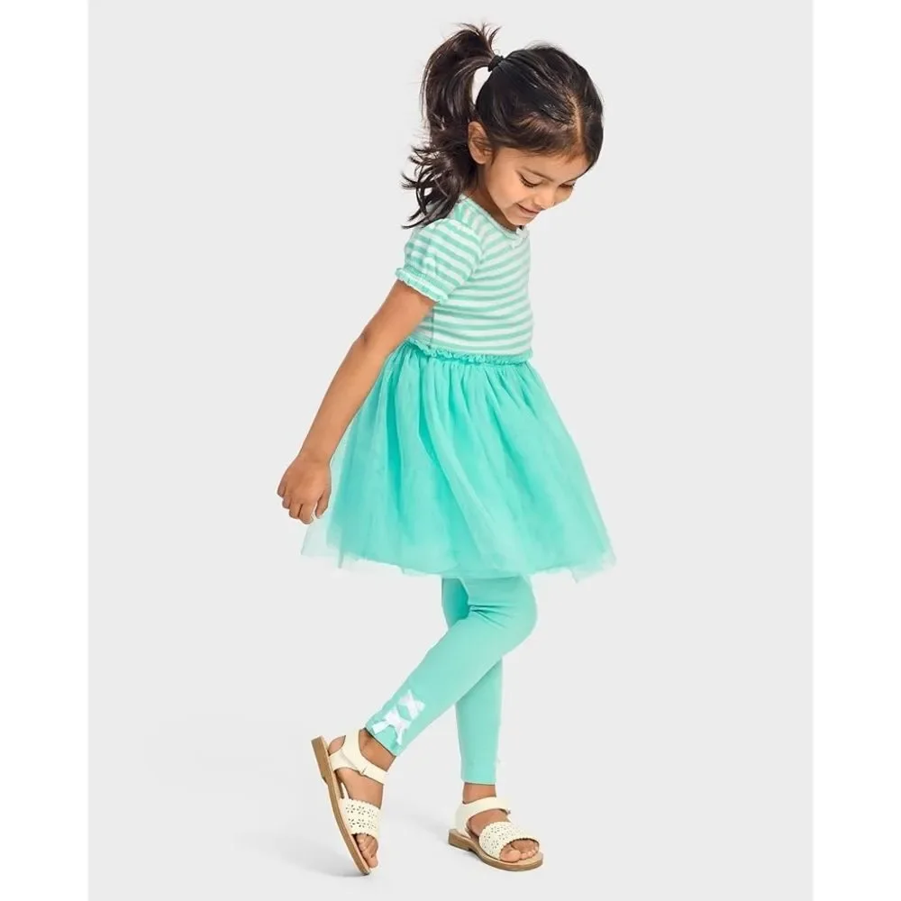 Gymboree Girls Mint Blue-Green Striped Tulle Bow Dress Size 12 NEW with Tags